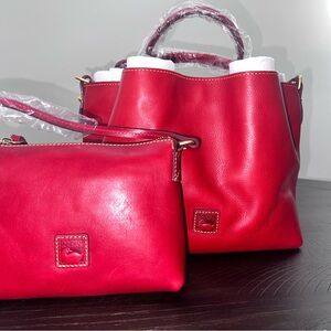 Dooney & Bourke Red Florentine Barlow Satchel w/ matching Rosie CrossBody Bag